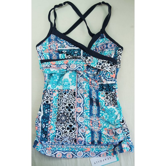 Seafolly Tankini Swim Top Size 6 DD Wrap Underwire - Picture 3 of 7